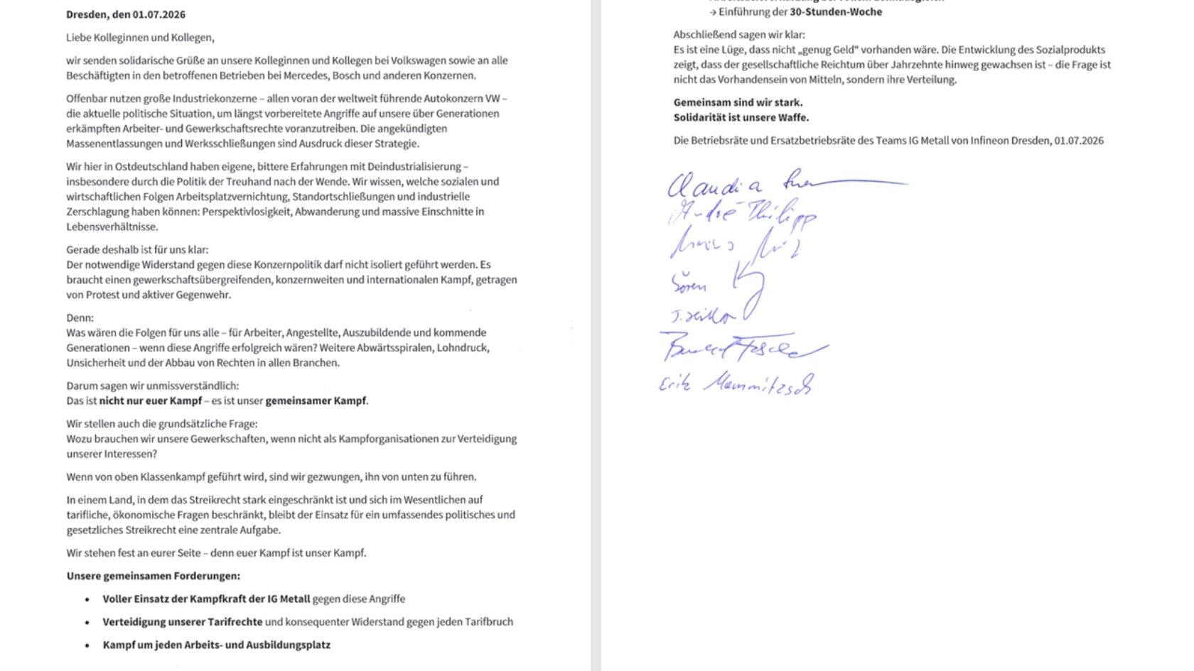 Soli-Botschaft VW Infineon Dresden