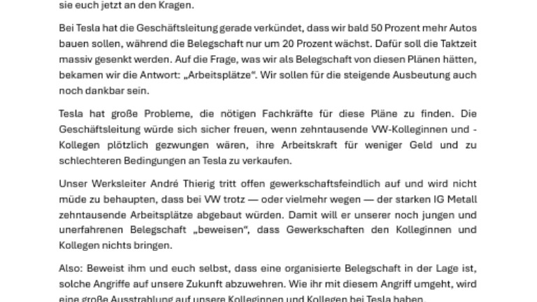 Soli-Botschaft Tesla
