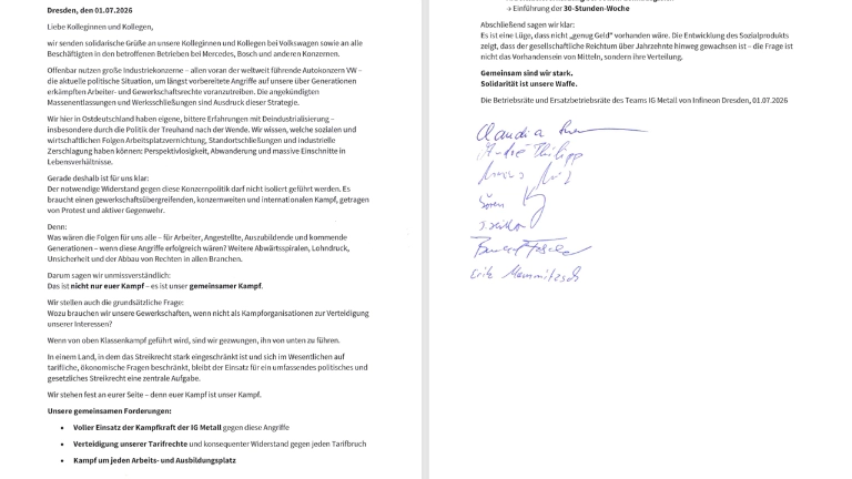 Soli-Botschaft VW Infineon Dresden