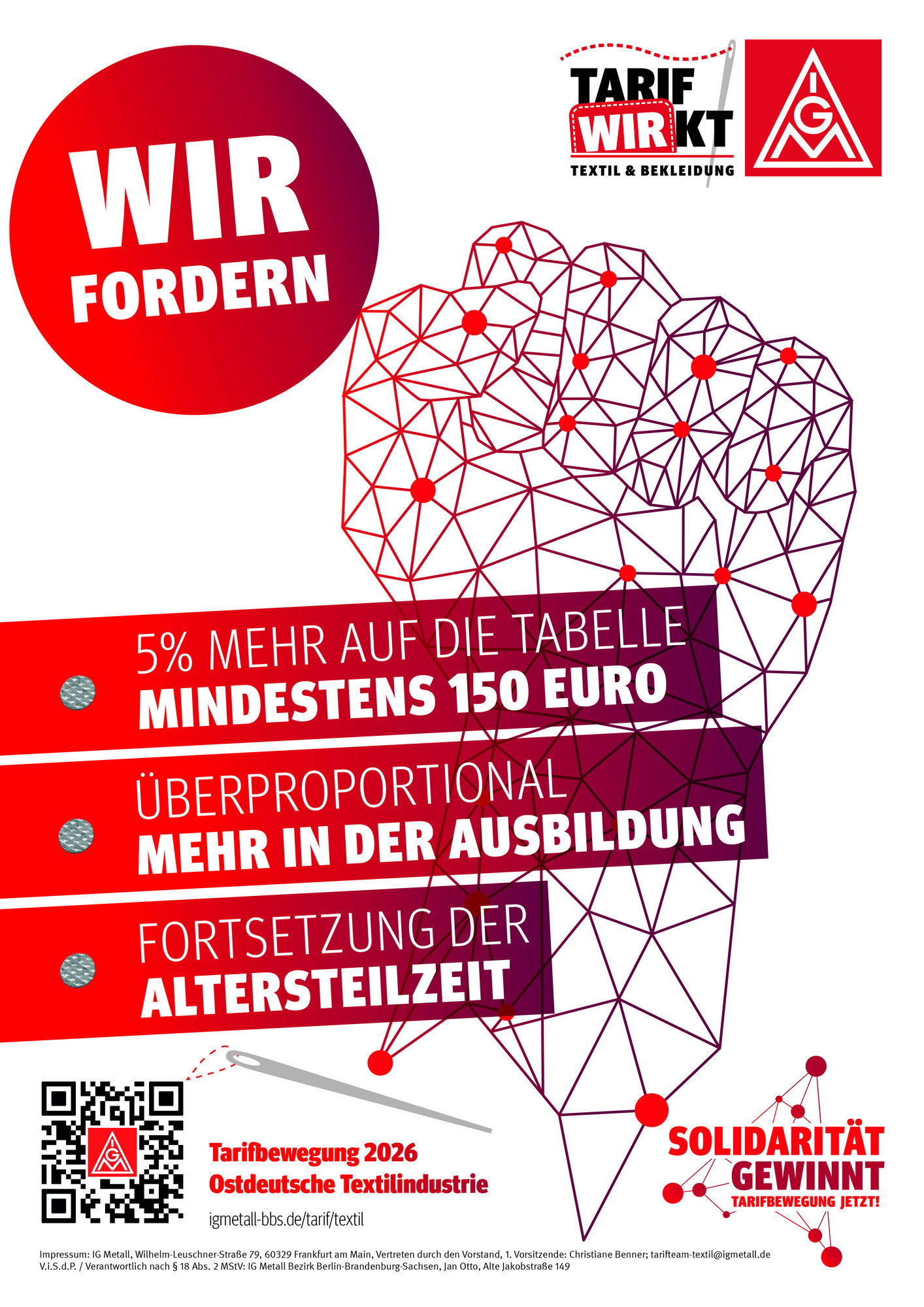 Forderungsplakat Textil Ost